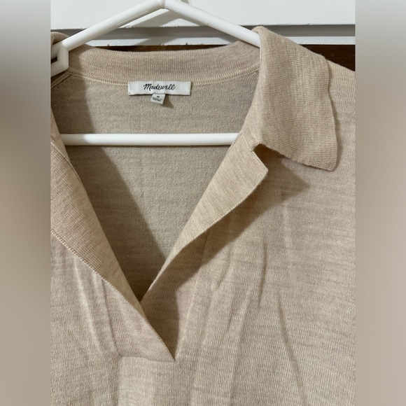 Madewell 100% Merino Wool Polo Sweater - Medium - Oatmeal - Picture 2 of 4
